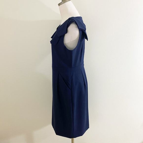 NWT J. Crew Navy Blue Sleeveless Pencil Dress Women's Size 6 Crew Neck Pockets - Picture 4 of 9